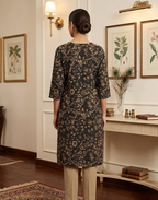 Deep Blue/Purple Printed Cotton Kalamkari Kurta