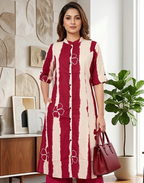 White and Rani Kurta Pant Set