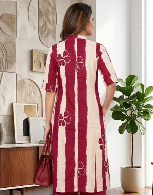 White and Rani Kurta Pant Set
