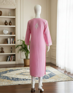 Light Pink Modal Silk Chikankari Kurta