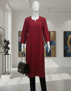Maroon Modal Silk Chikankari Kurta