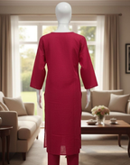 Dark Pink Cotton Kurta Pant Set