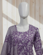 Mauve Printed Kurta Pant and Dupatta Set
