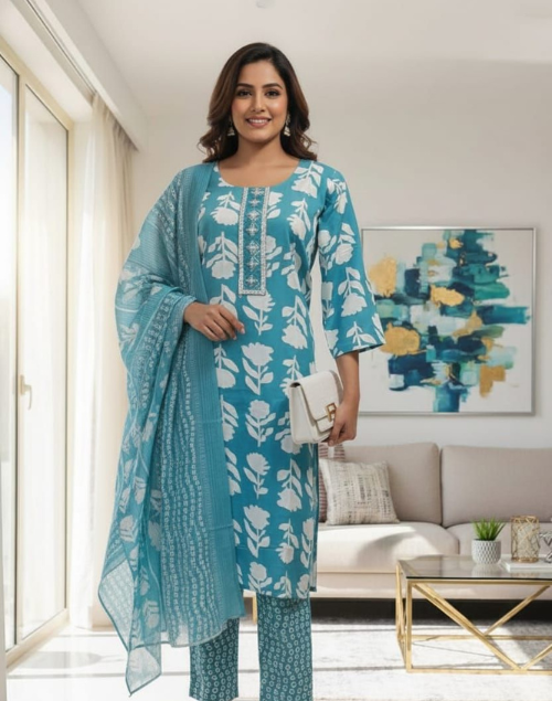 Firozi Printed Kurta Pant and Dupatta set