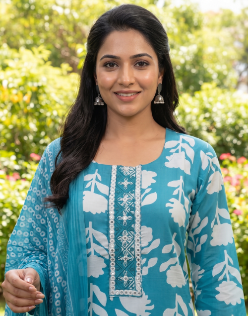 Firozi Printed Kurta Pant and Dupatta set