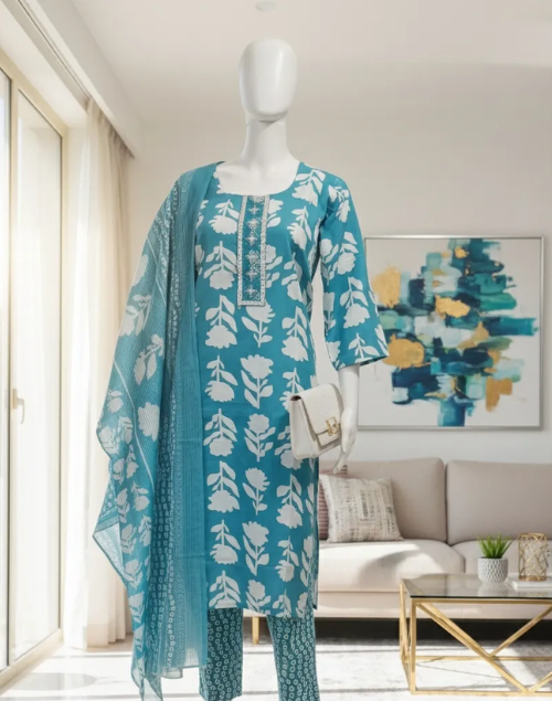 Firozi Printed Kurta Pant and Dupatta set